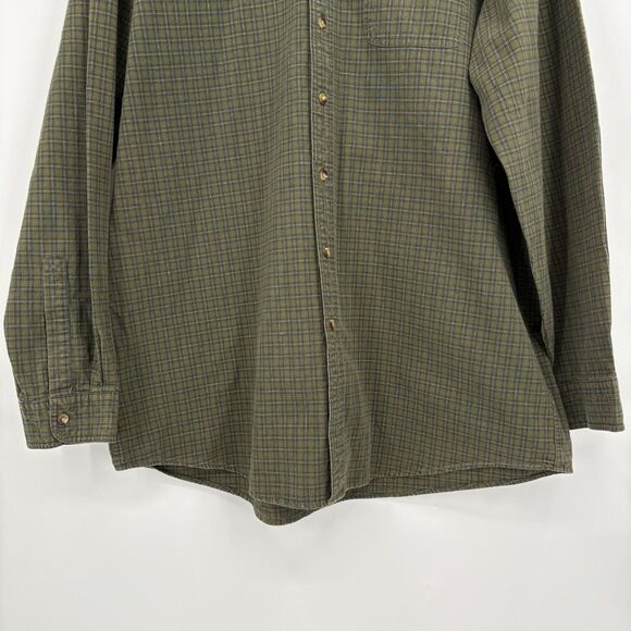 LL Bean Green Plaid Cotton Long Sleeve Button Down Shirt XL-Tall - Picture 4 of 7